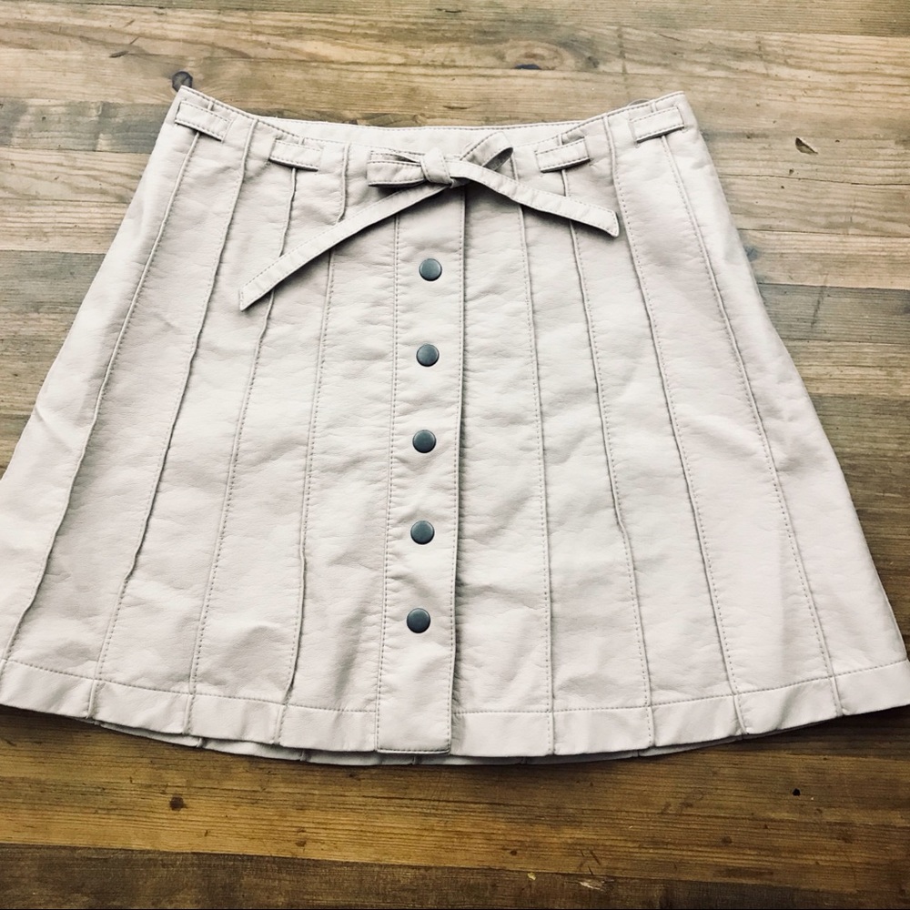 Free People Faux Leather Pleated A Line Skirt C - Picture 2 of 8